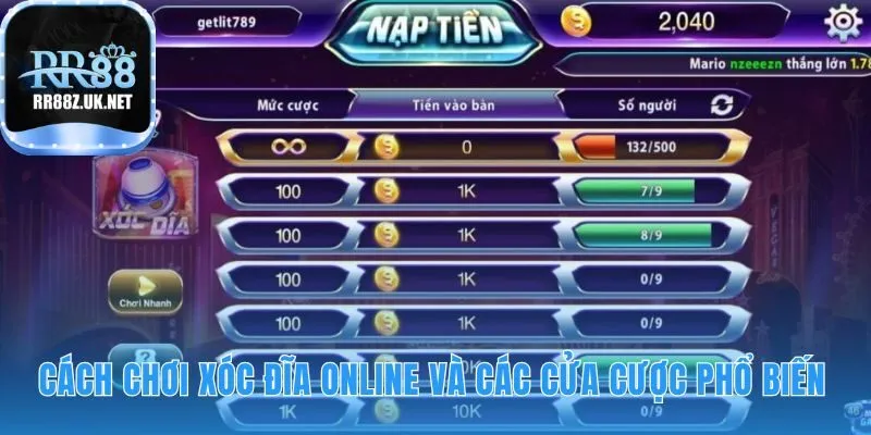 Chơi xóc đĩa online có nhiều cửa cược đa dạng hấp dẫn